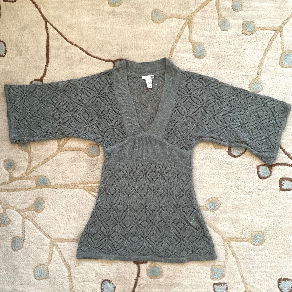 H&M Crochet Style Sweater Gray Size XS